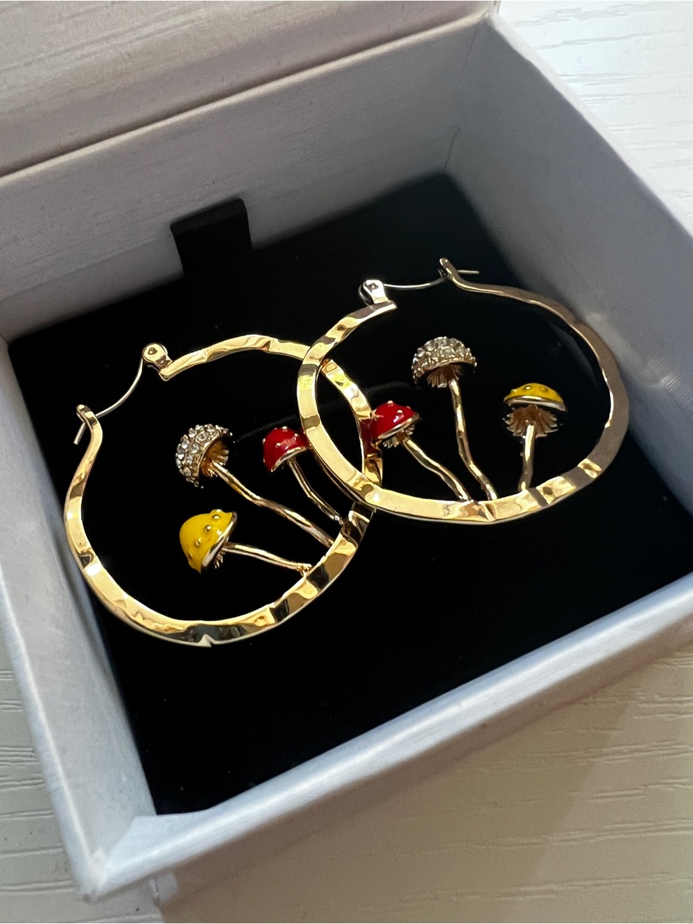 Mint & Lily Gold Hoop Mushroom Drop Earrings